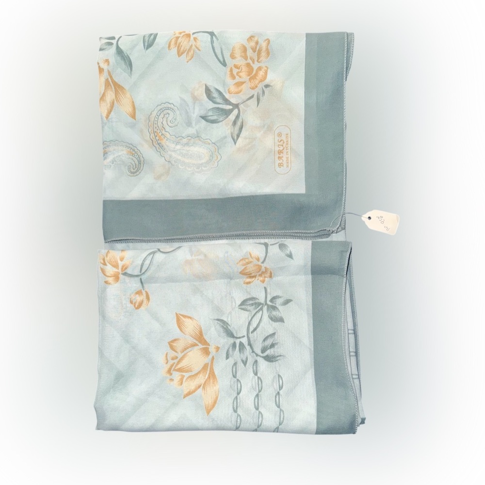 NWT Aris Floral Paisley Scarf in Blue and Orange